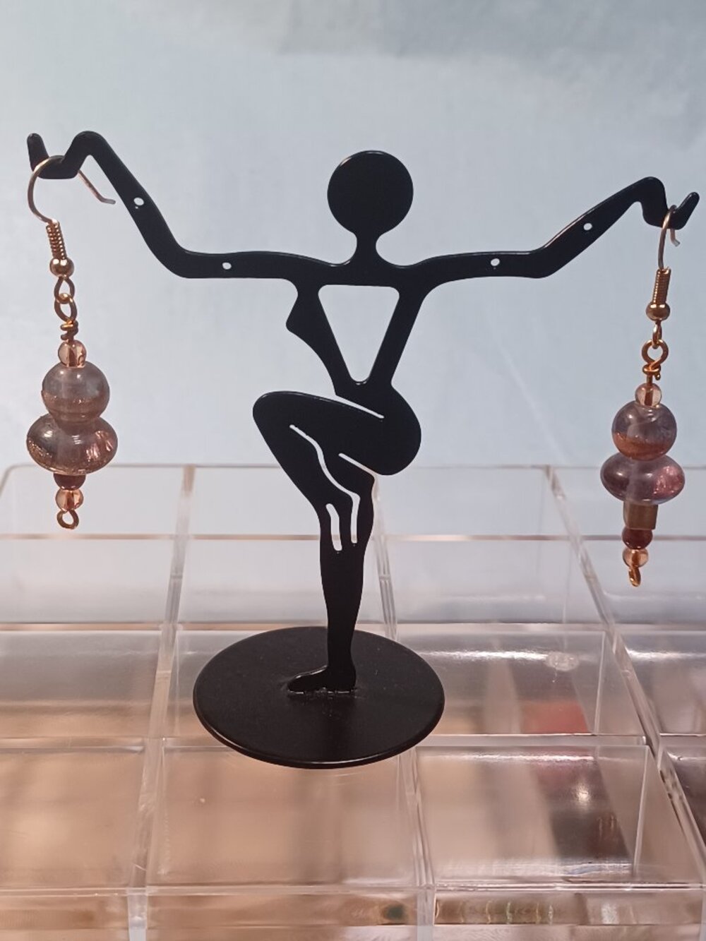 Smokey Lavender Fire Polished Bead Earrings